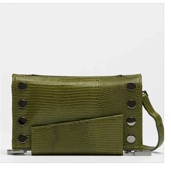 🌟 HAMMITT Levy Green Textured Crossbody Clutch - Picture 1 of 11